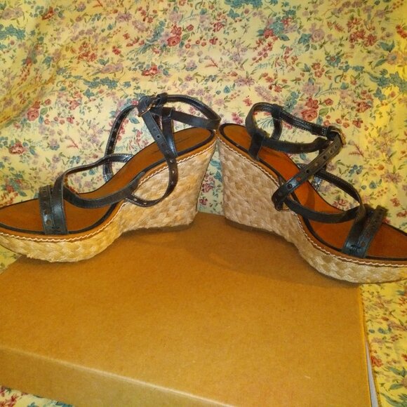 American Eagle Outfitters women shoes Black Espadrilles Wedge Heels strap Size 8 - Picture 4 of 7